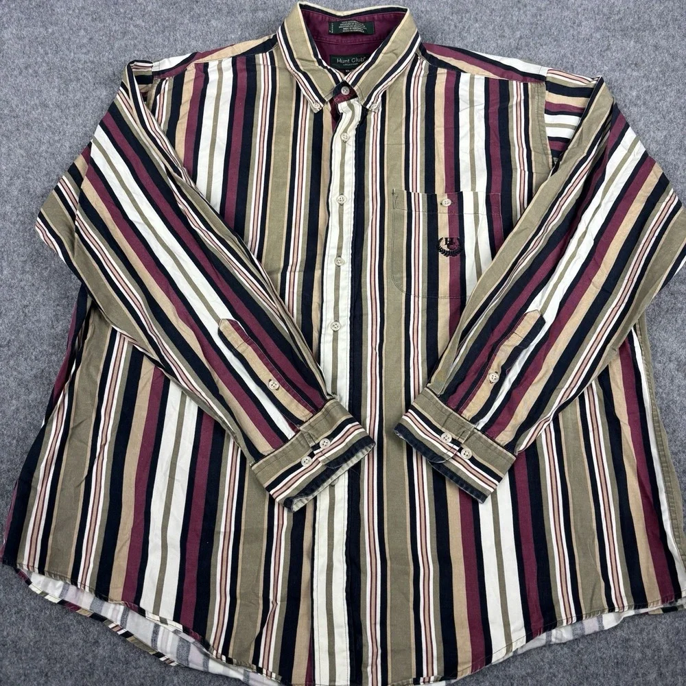 Vintage Hunt Club Collection Shirt Mens Xl Striped Long Sleeve 90's Button Up